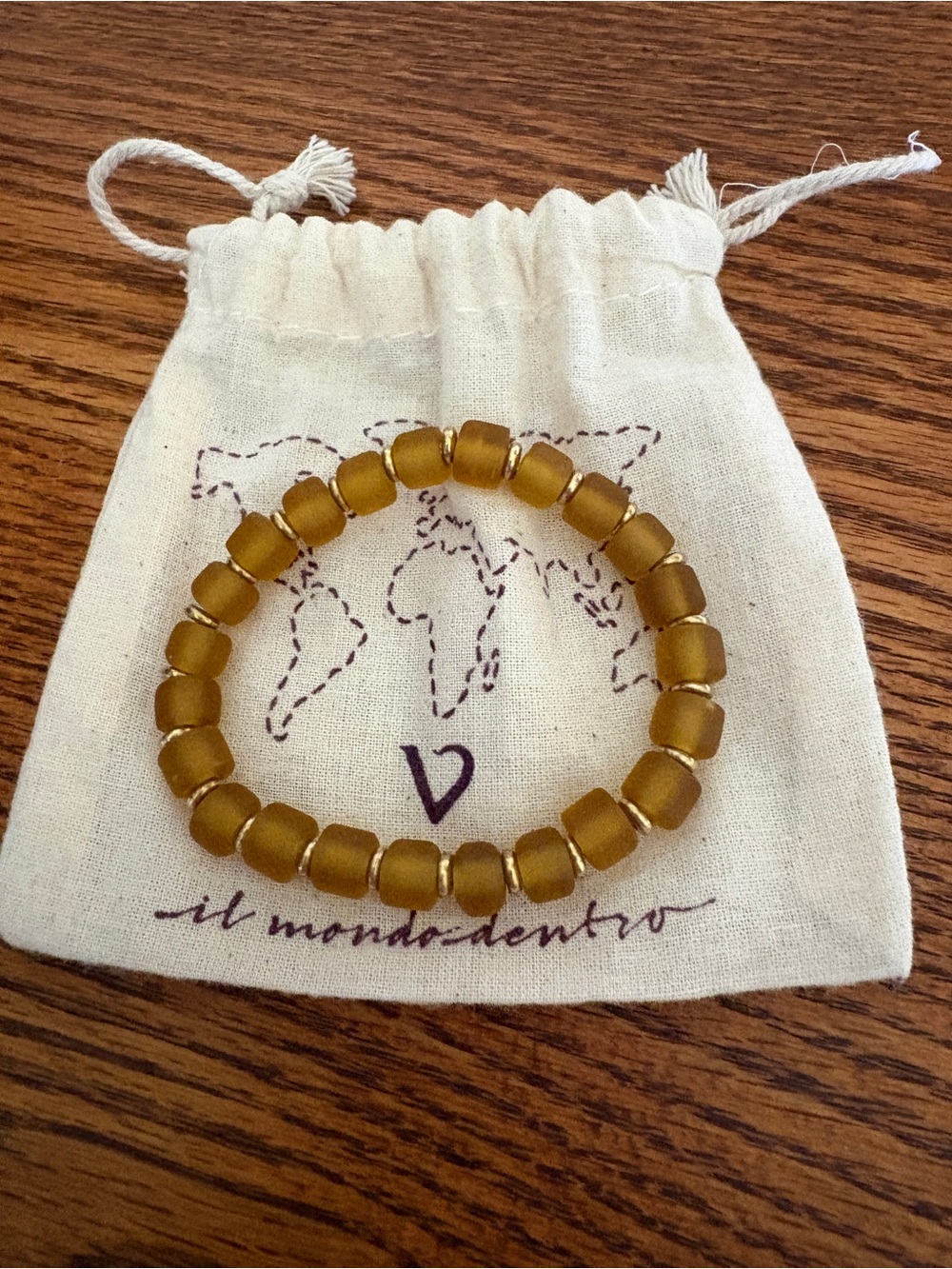 Gold Beaded Stretch Bracelet from Italy.